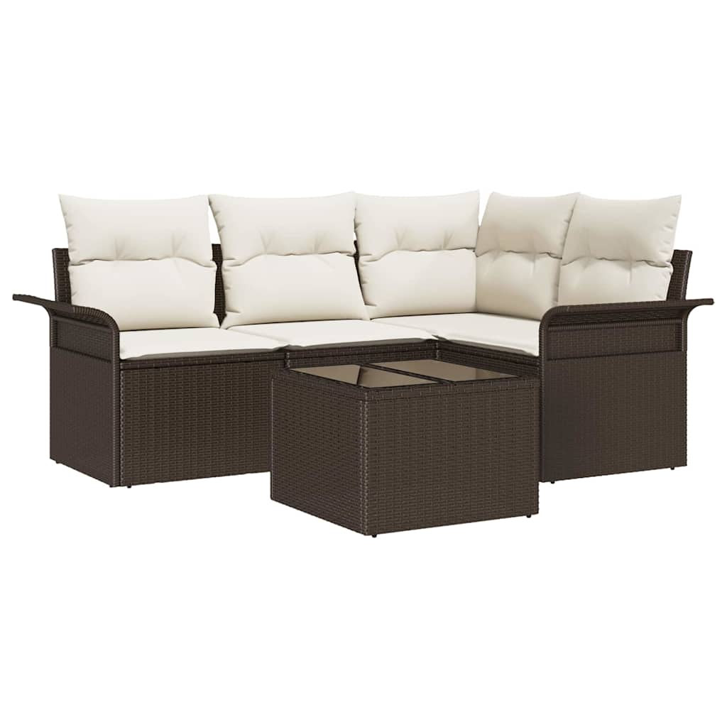 Havesofa Sæt 5 stk. Brun polyrattan
