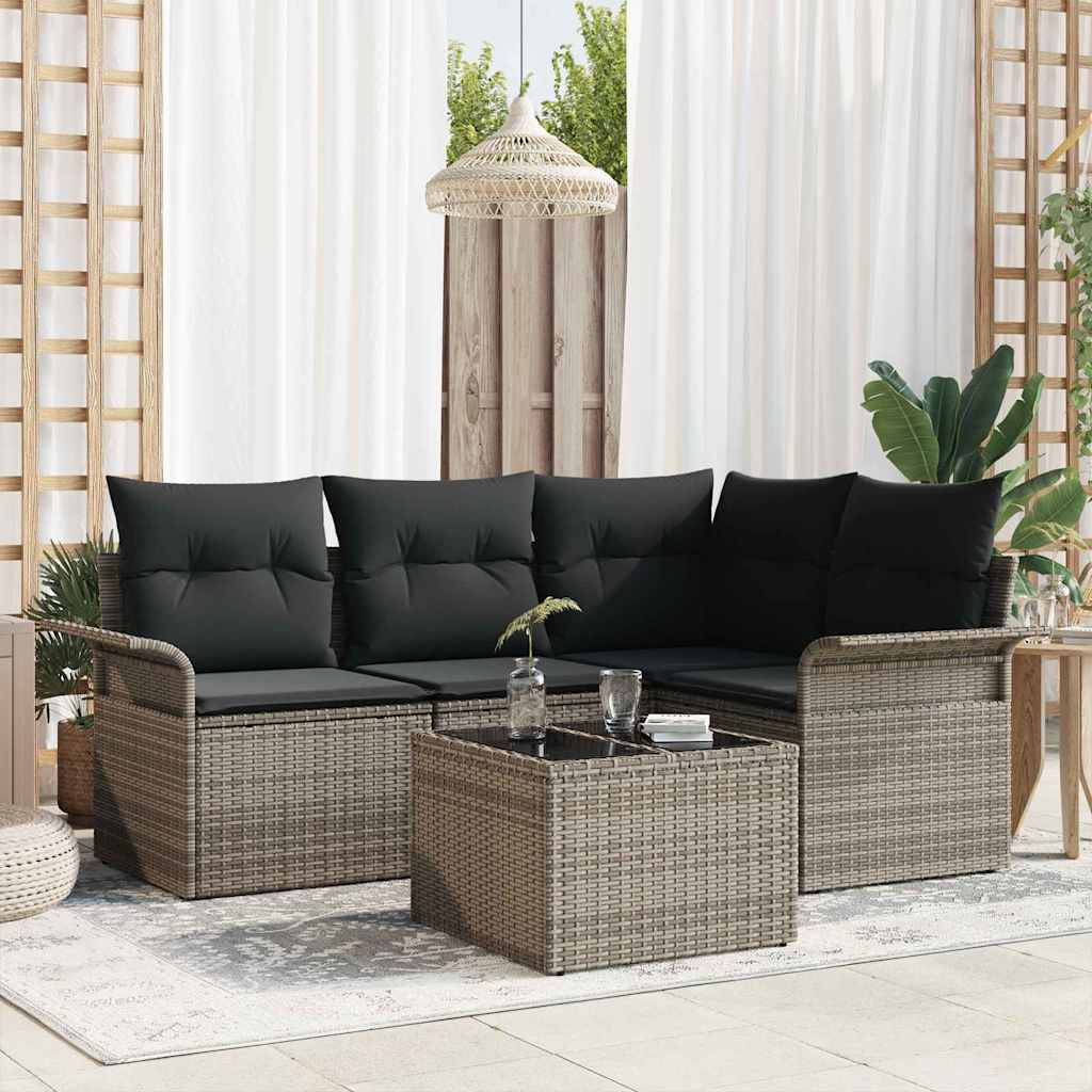 Havesofa Sæt 5 stk. Grå polyrattan