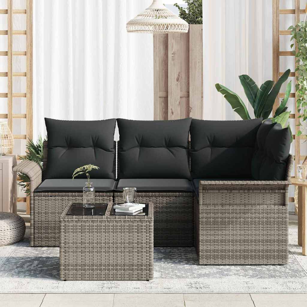 Havesofa Sæt 5 stk. Grå polyrattan