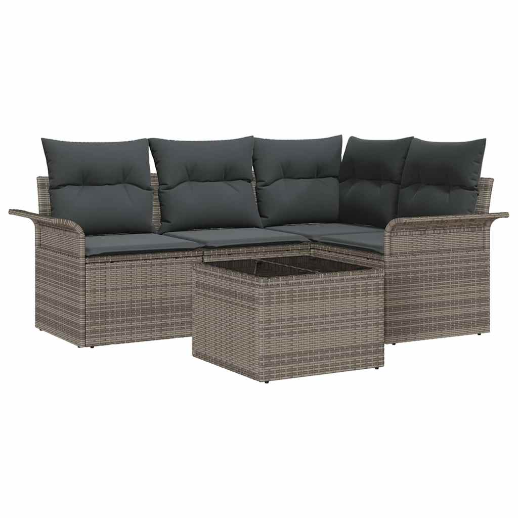 Havesofa Sæt 5 stk. Grå polyrattan