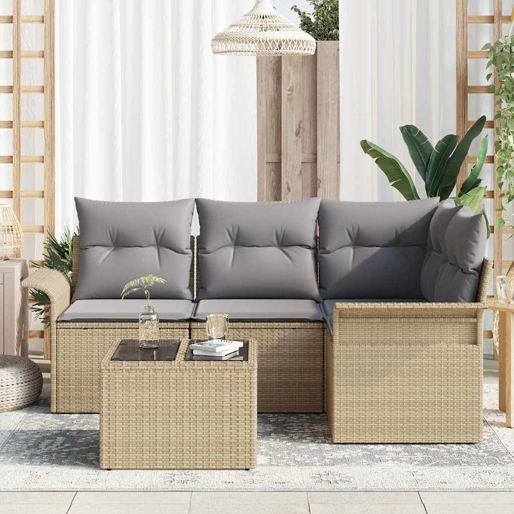 Havesofa Sæt 5 stk. Beige polyrattan