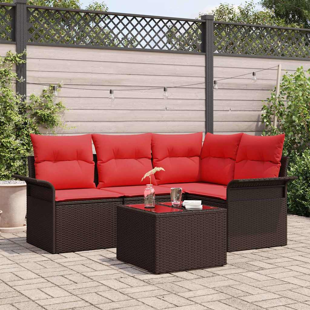 Havesofa Sæt 5 stk. Brun polyrattan
