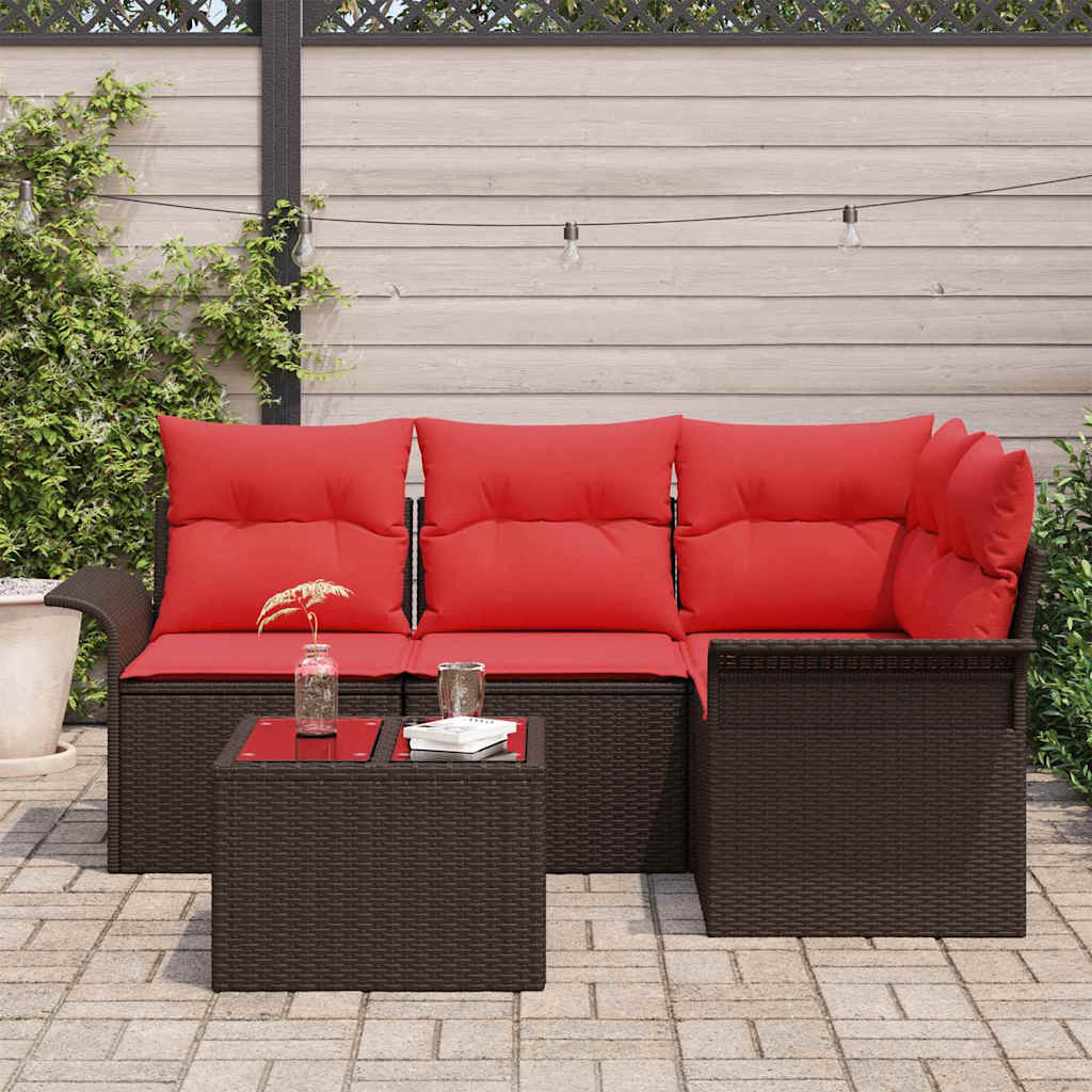 Havesofa Sæt 5 stk. Brun polyrattan