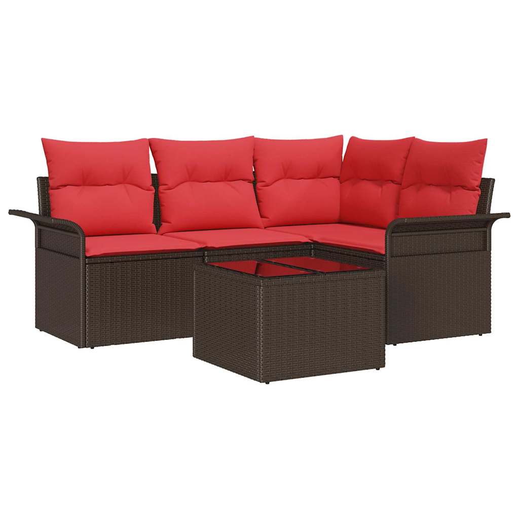 Havesofa Sæt 5 stk. Brun polyrattan