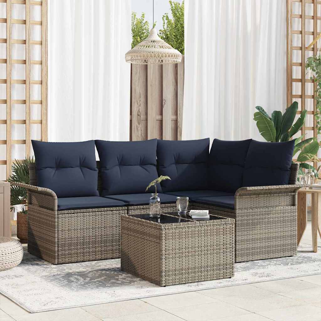 Havesofa Sæt 5 stk. Grå polyrattan