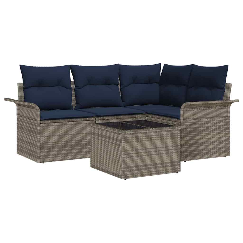 Havesofa Sæt 5 stk. Grå polyrattan