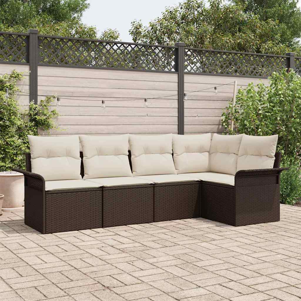 Havesofa Sæt 5 stk. Brun polyrattan