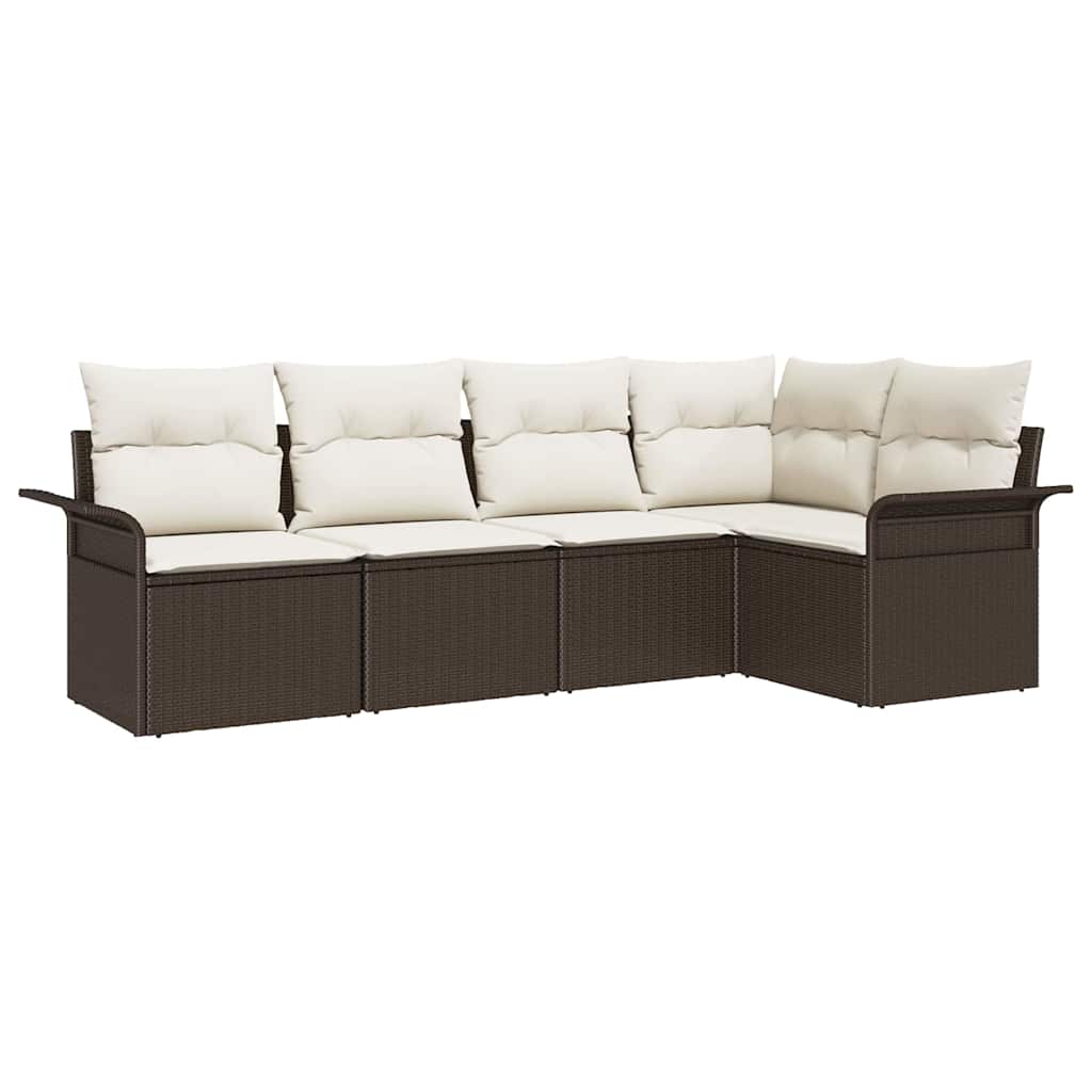 Havesofa Sæt 5 stk. Brun polyrattan
