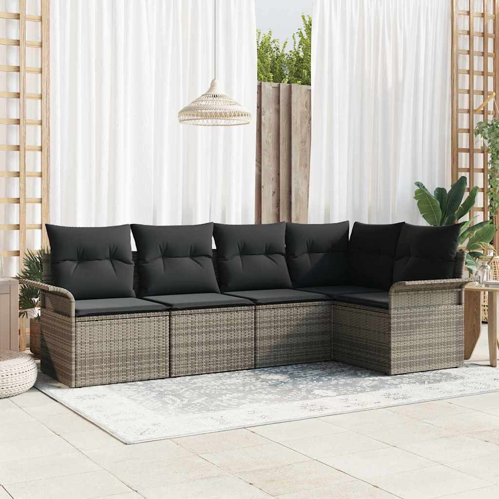 Havesofa Sæt 5 stk. Grå polyrattan