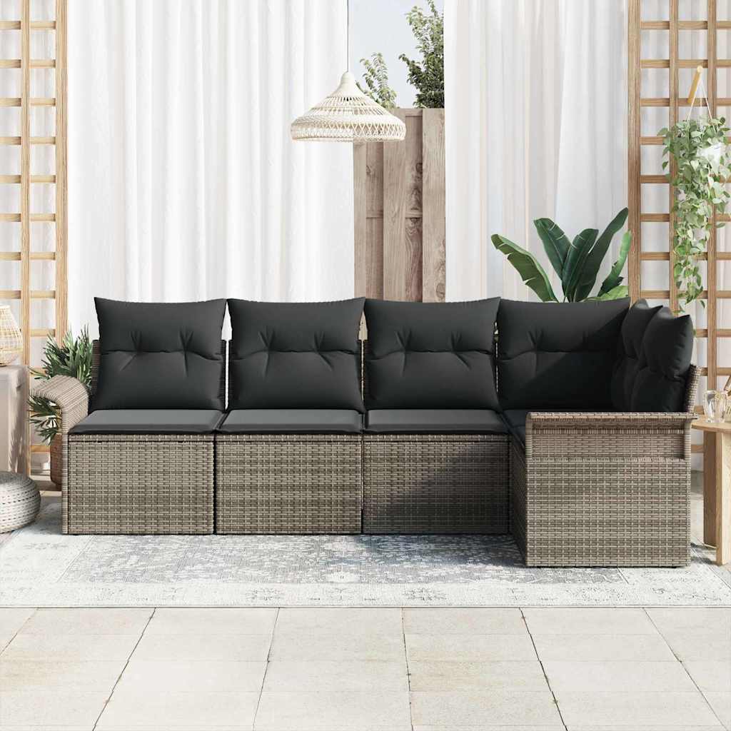 Havesofa Sæt 5 stk. Grå polyrattan