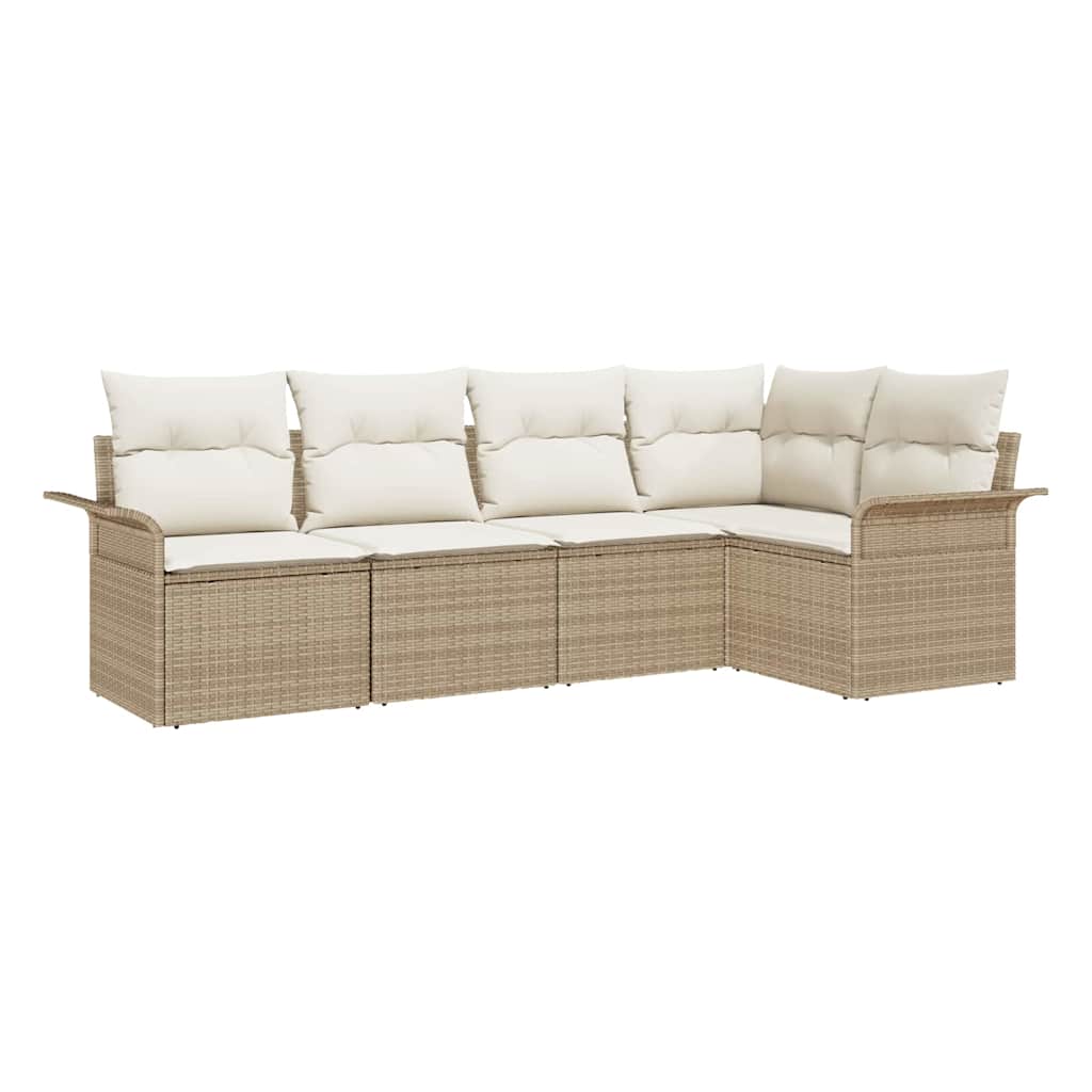 Havesofa Sæt 5 stk. Beige polyrattan