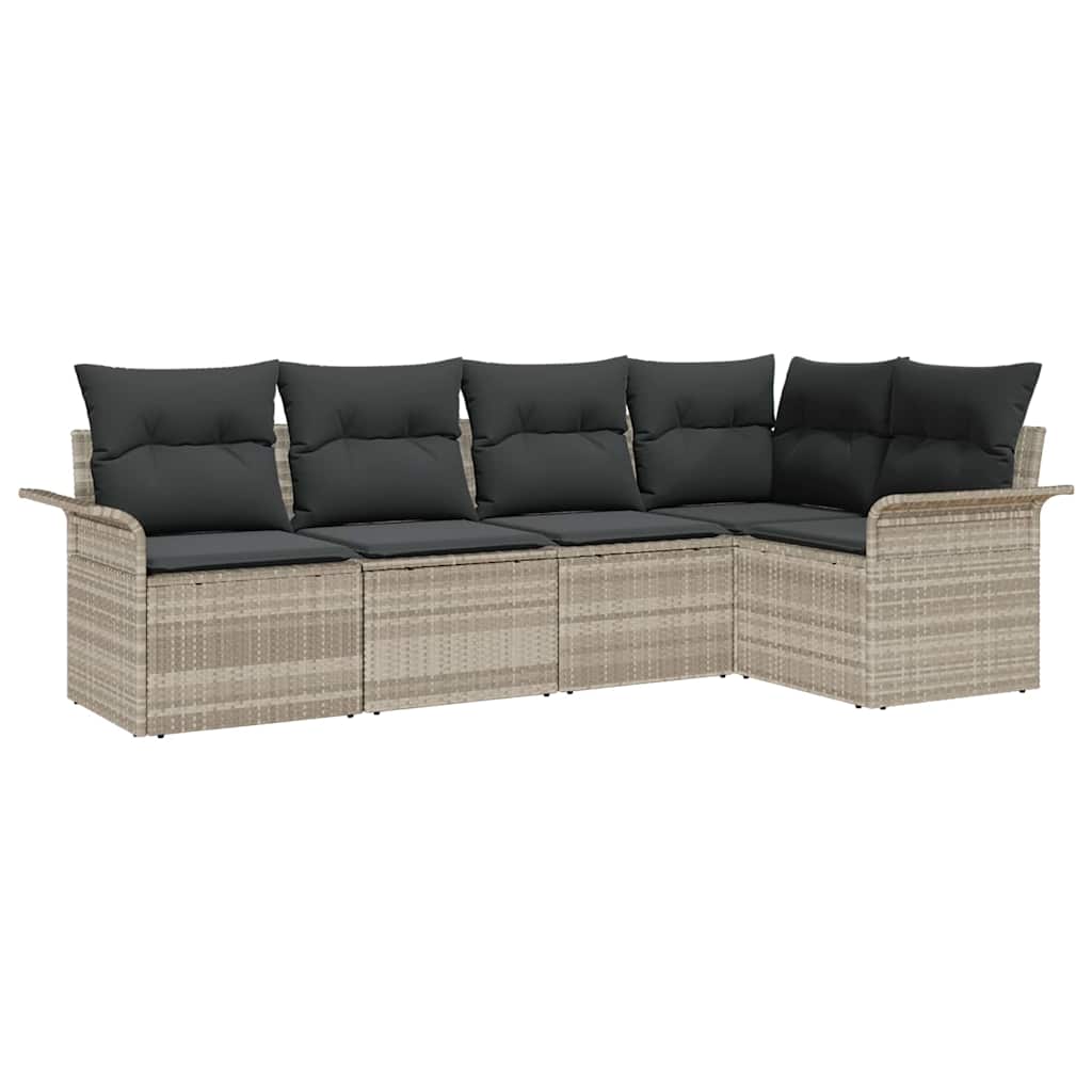Havesofa Sæt 5 stk. Lysegrå polyrattan
