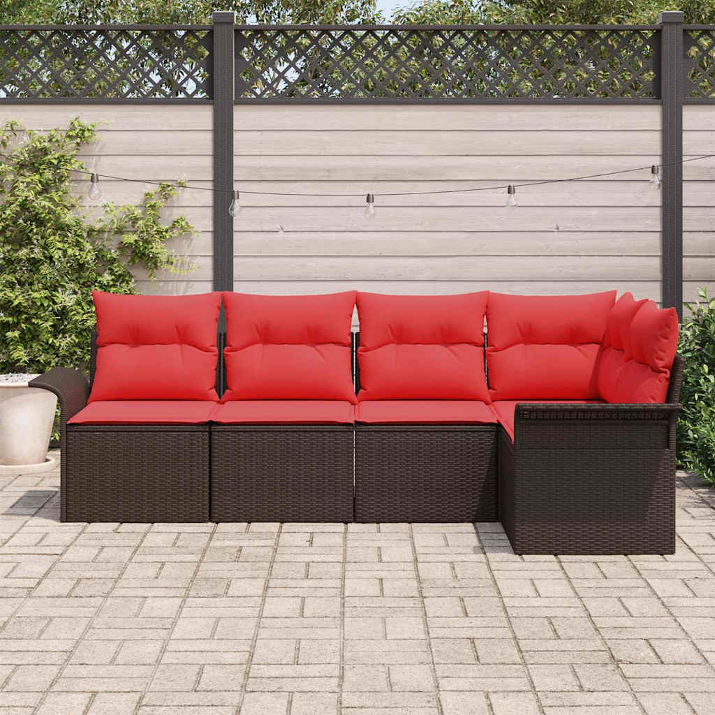 Havesofa Sæt 5 stk. Brun polyrattan