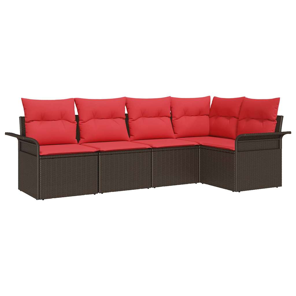 Havesofa Sæt 5 stk. Brun polyrattan