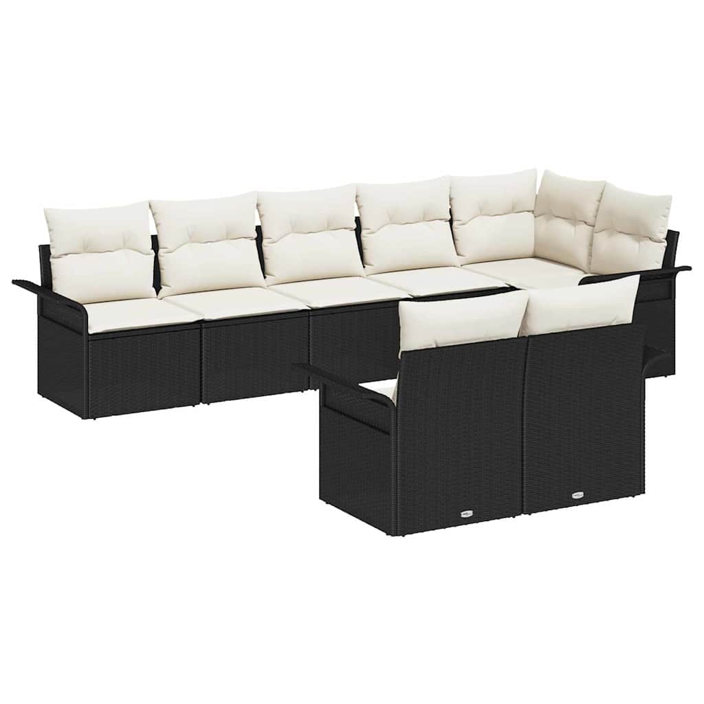 Havesofa Sæt 8 stk. Sort polyrattan