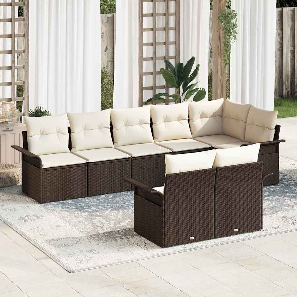Havesofa Sæt 8 stk. Brun polyrattan