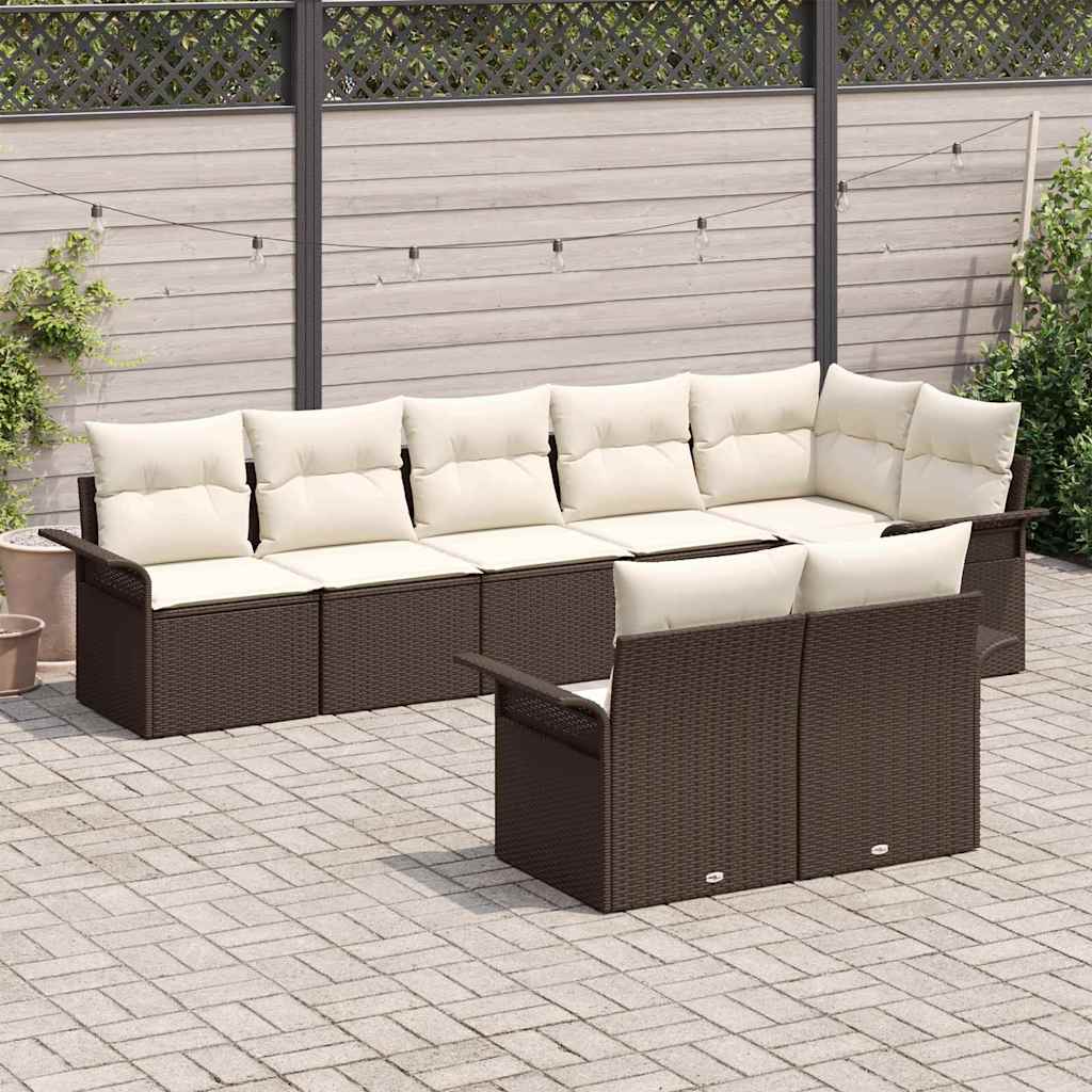 Havesofa Sæt 8 stk. Brun polyrattan