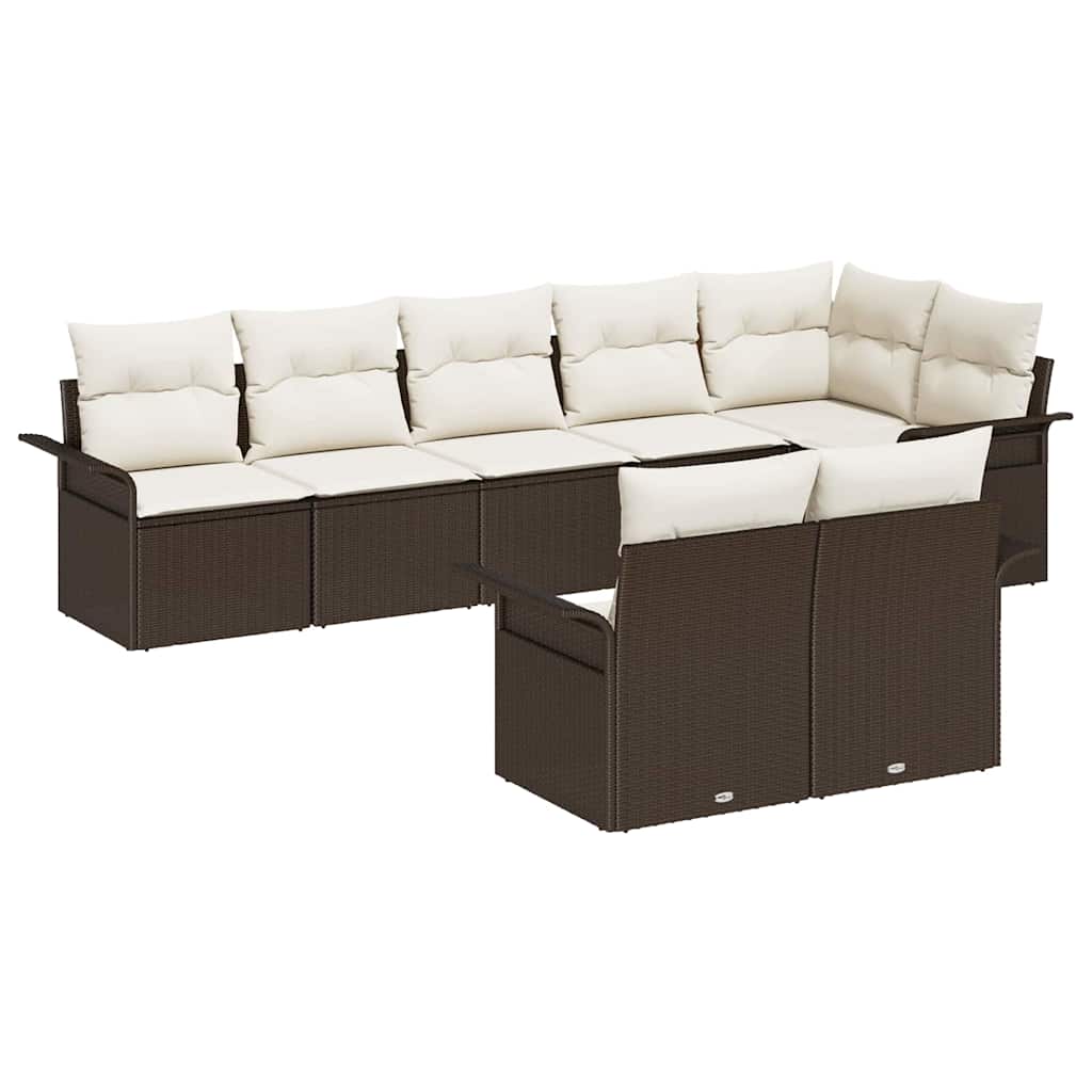 Havesofa Sæt 8 stk. Brun polyrattan