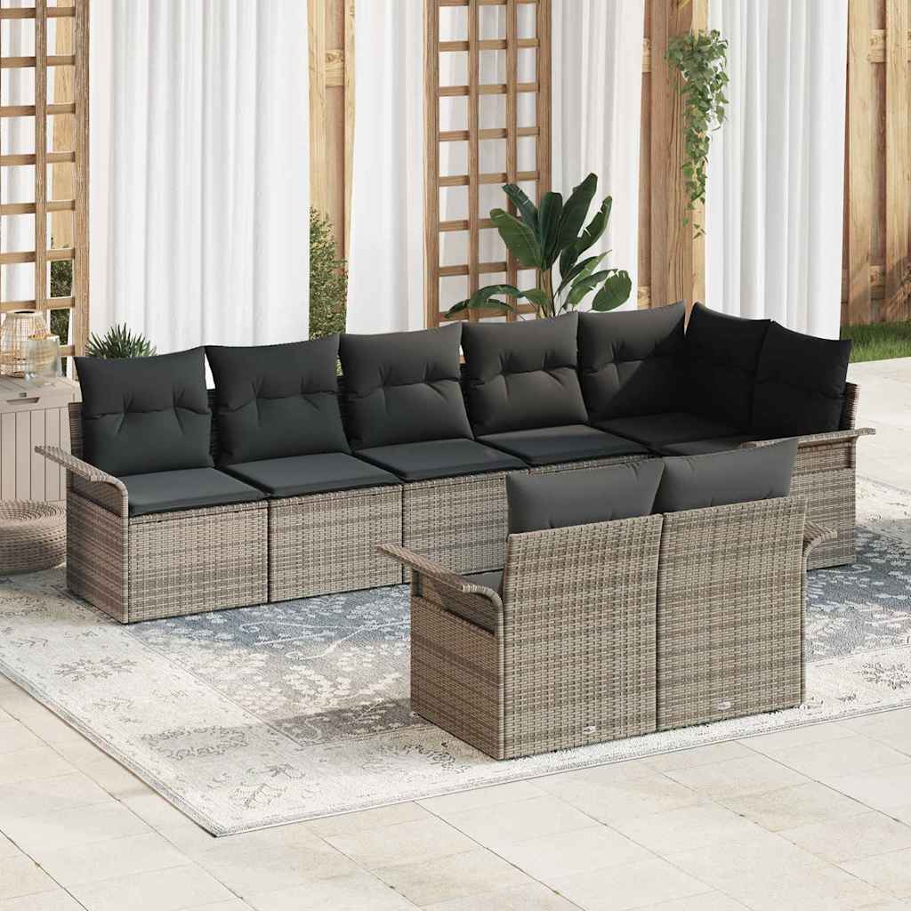 Havesofa Sæt 8 stk. Grå polyrattan