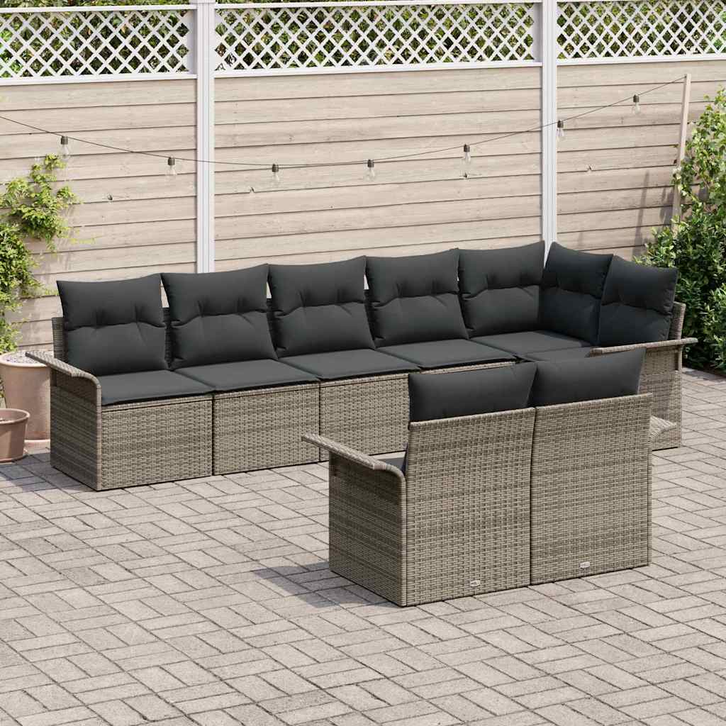 Havesofa Sæt 8 stk. Grå polyrattan