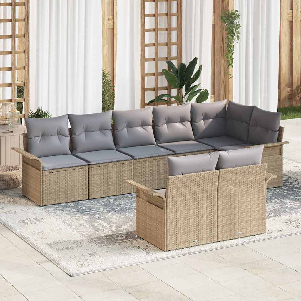 Havesofa Sæt 8 stk. Beige polyrattan