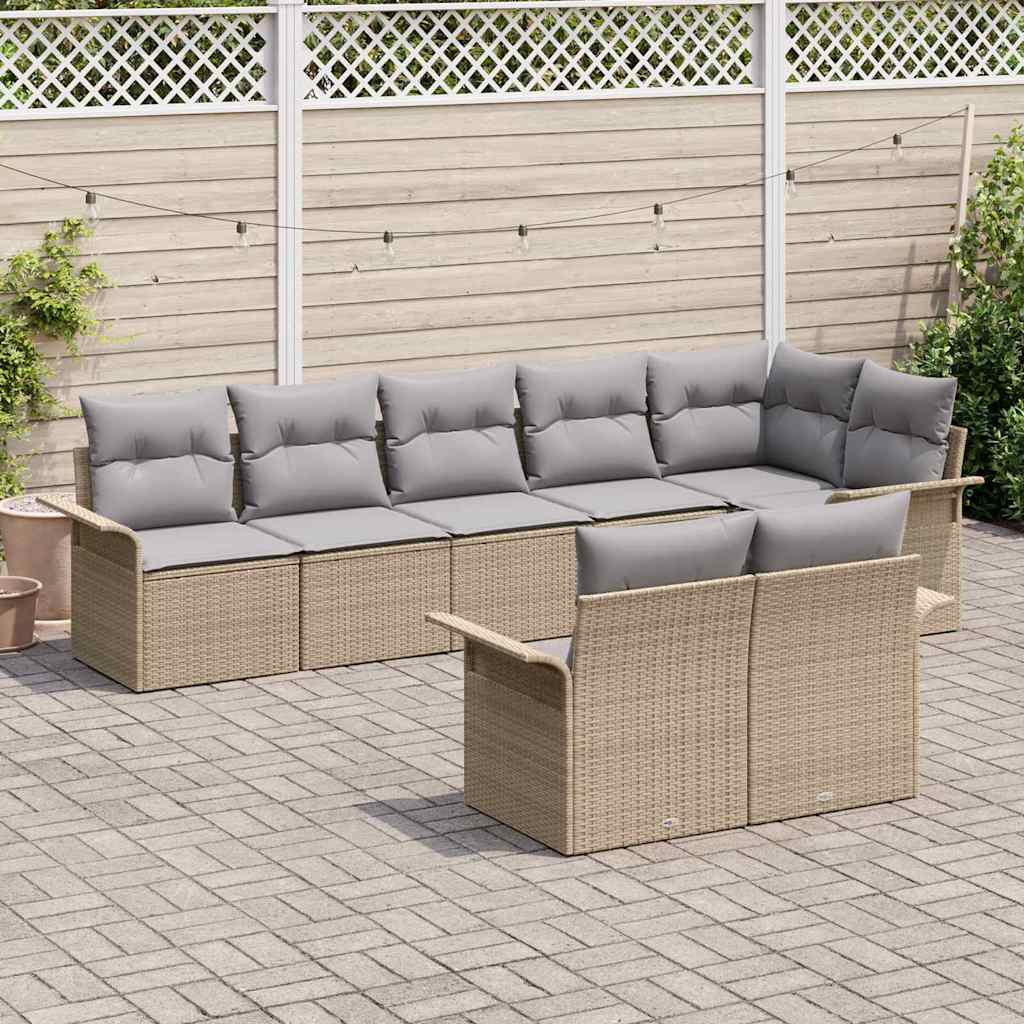 Havesofa Sæt 8 stk. Beige polyrattan