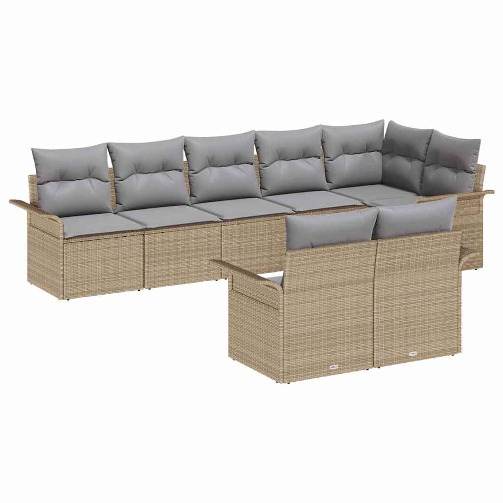 Havesofa Sæt 8 stk. Beige polyrattan
