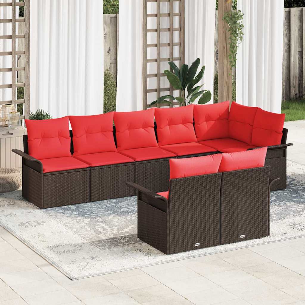 Havesofa Sæt 8 stk. Brun polyrattan