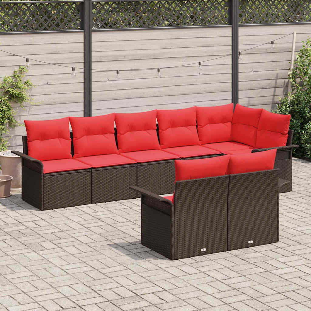 Havesofa Sæt 8 stk. Brun polyrattan