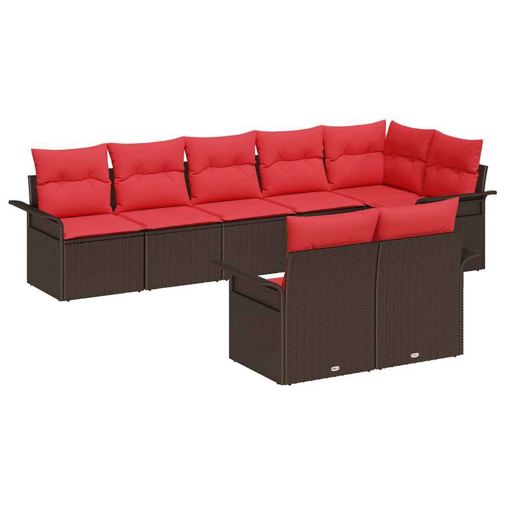 Havesofa Sæt 8 stk. Brun polyrattan