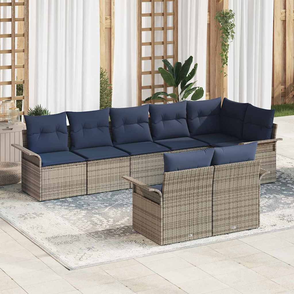 Havesofa Sæt 8 stk. Grå polyrattan