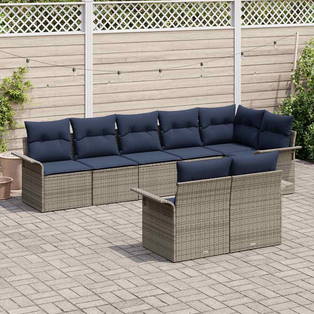 Havesofa Sæt 8 stk. Grå polyrattan