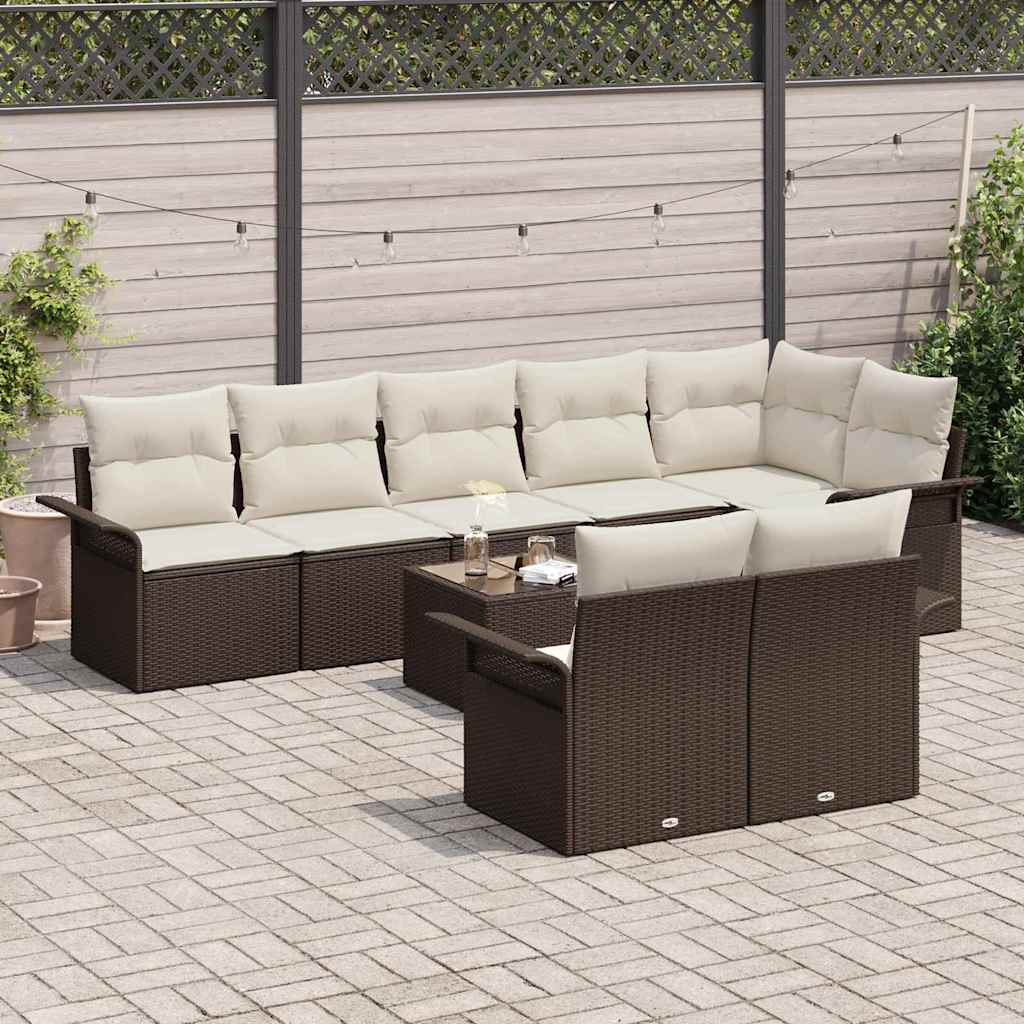 Havesofa Sæt 9 stk. Brun polyrattan