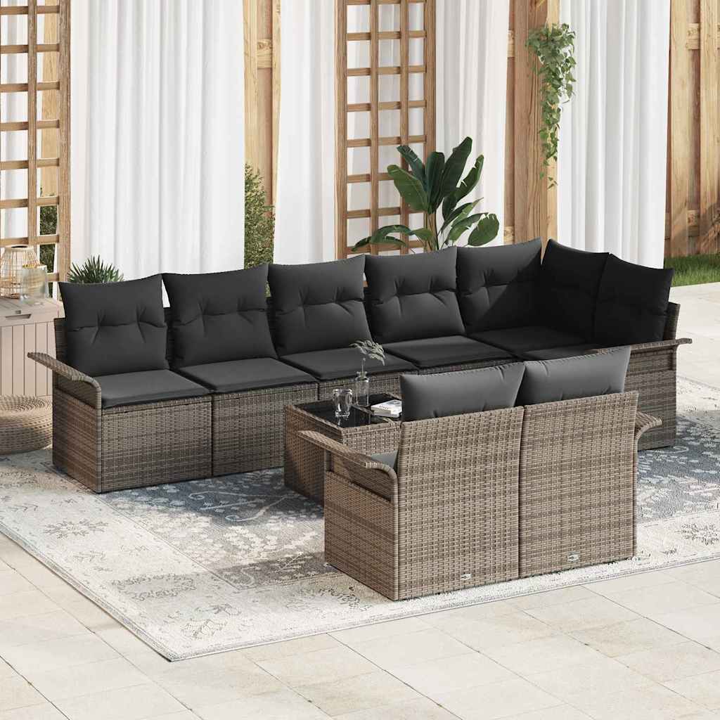 Havesofa Sæt 9 stk. Grå polyrattan