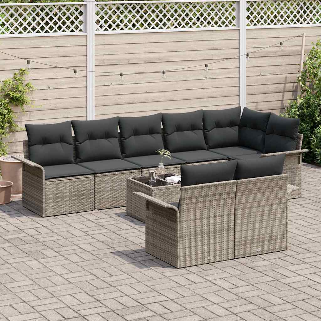Havesofa Sæt 9 stk. Grå polyrattan