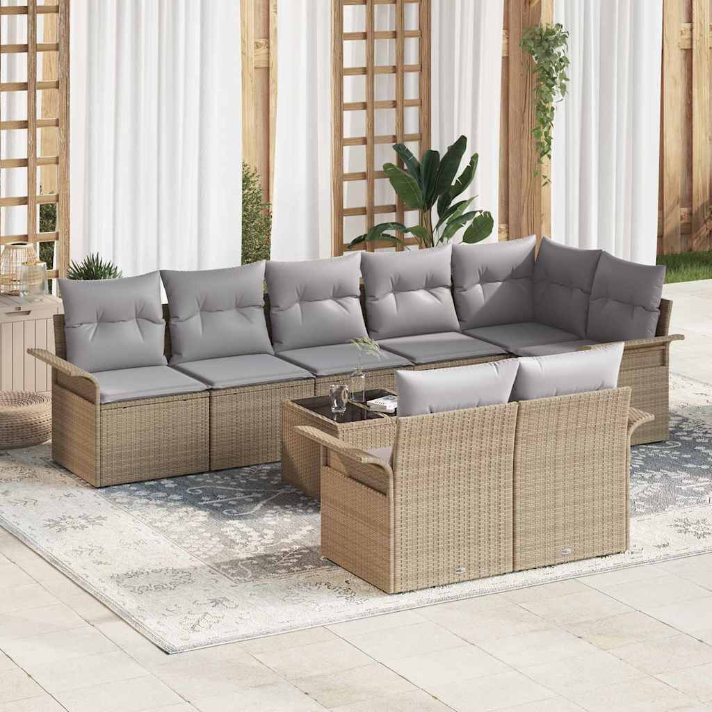 Havesofa Sæt 9 stk. Beige polyrattan
