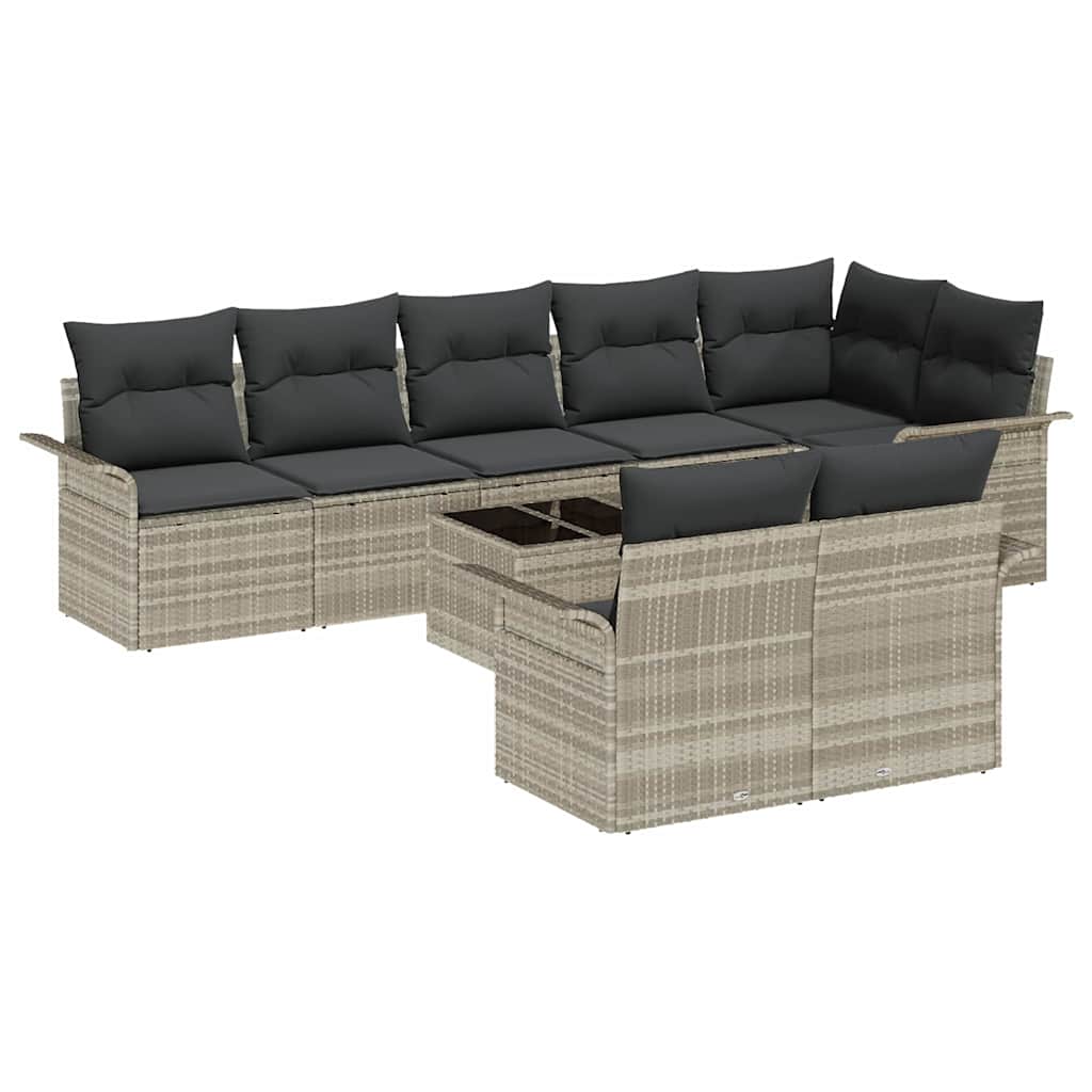 Havesofa Sæt 9 stk. Lysegrå polyrattan