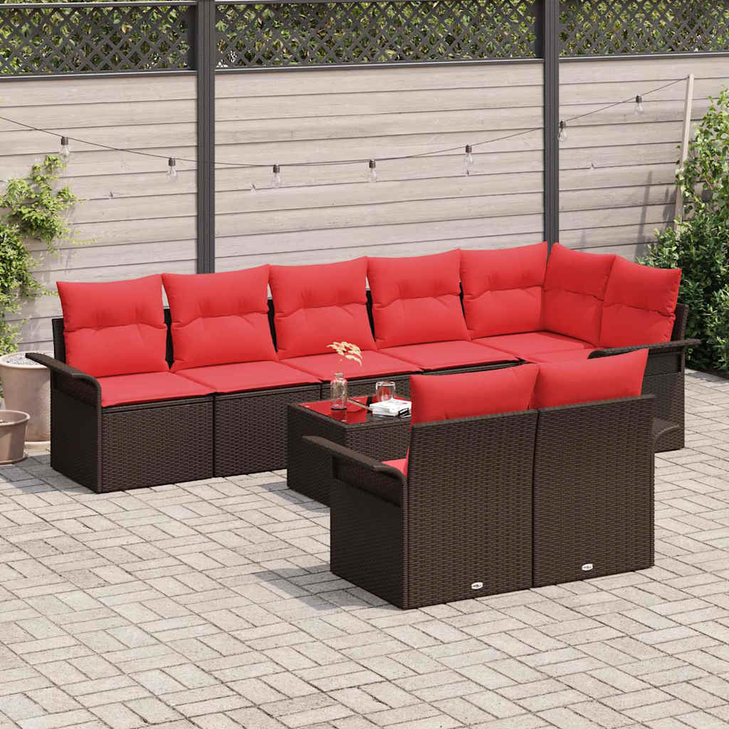 Havesofa Sæt 9 stk. Brun polyrattan