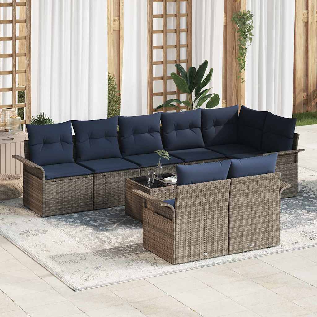 Havesofa Sæt 9 stk. Grå polyrattan