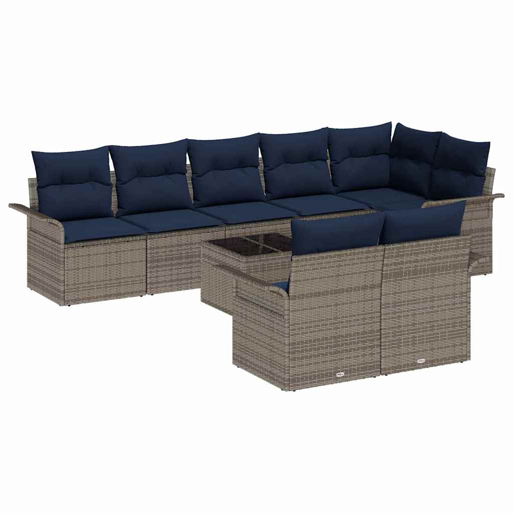 Havesofa Sæt 9 stk. Grå polyrattan