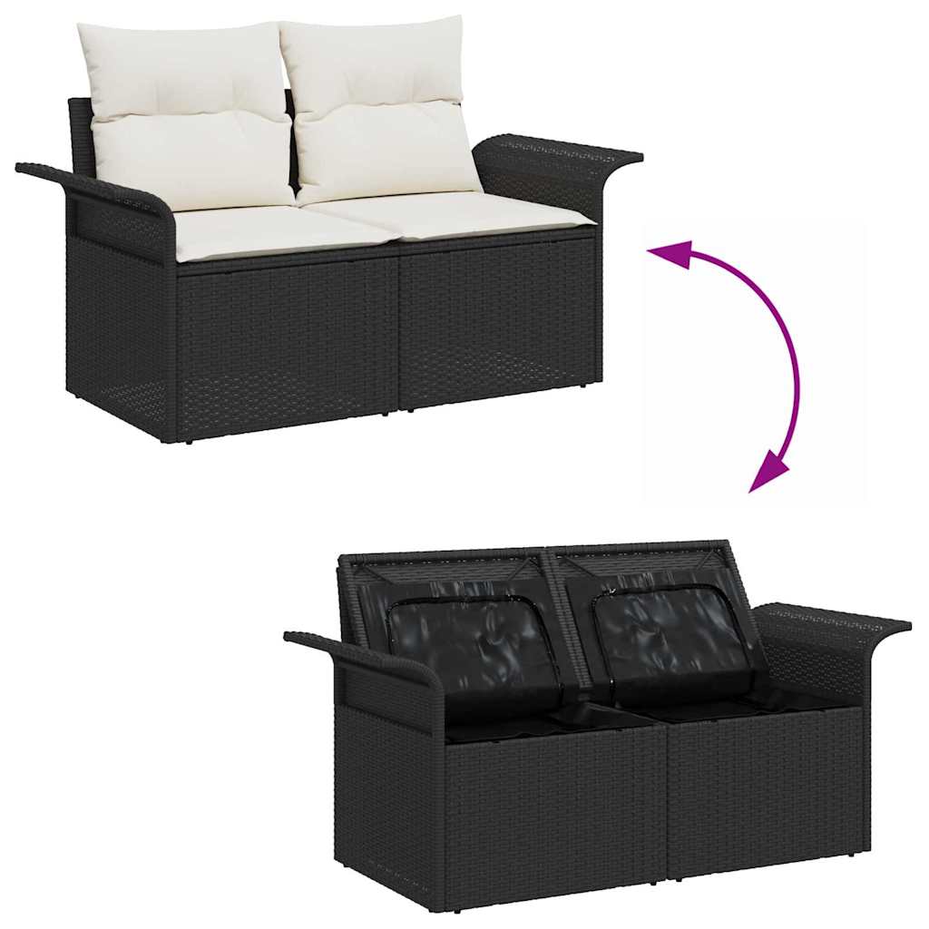 Havesofa Sæt 6 stk. Sort polyrattan