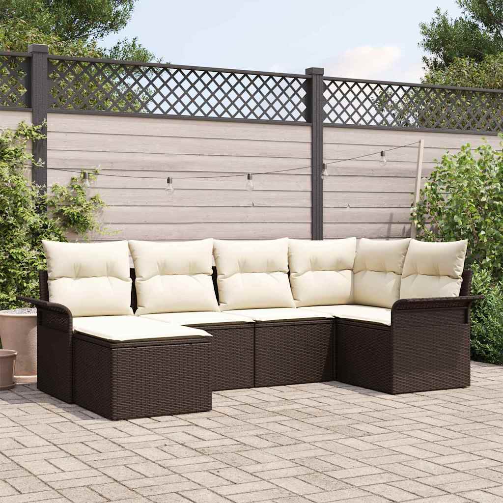 Havesofa Sæt 6 stk. Brun polyrattan