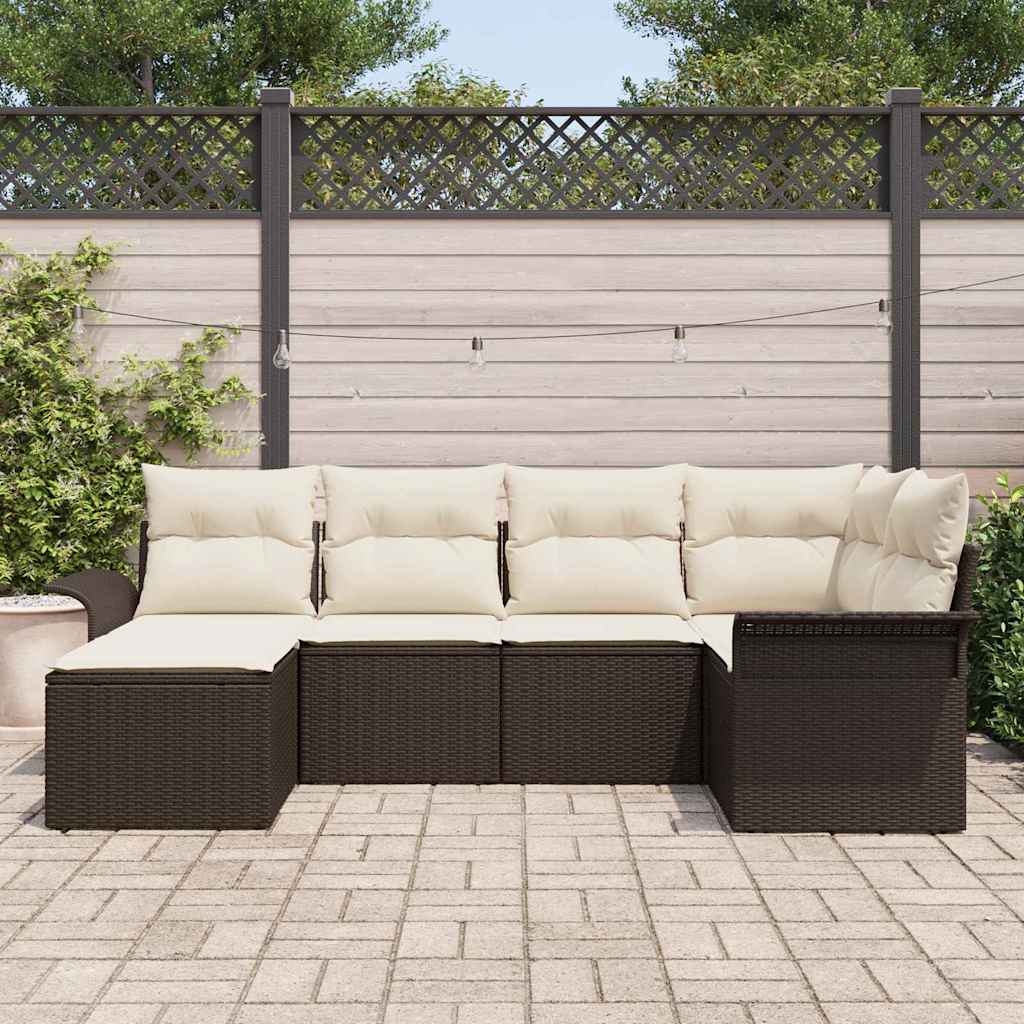 Havesofa Sæt 6 stk. Brun polyrattan