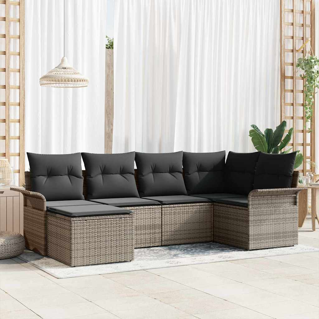 Havesofa Sæt 6 stk. Grå polyrattan