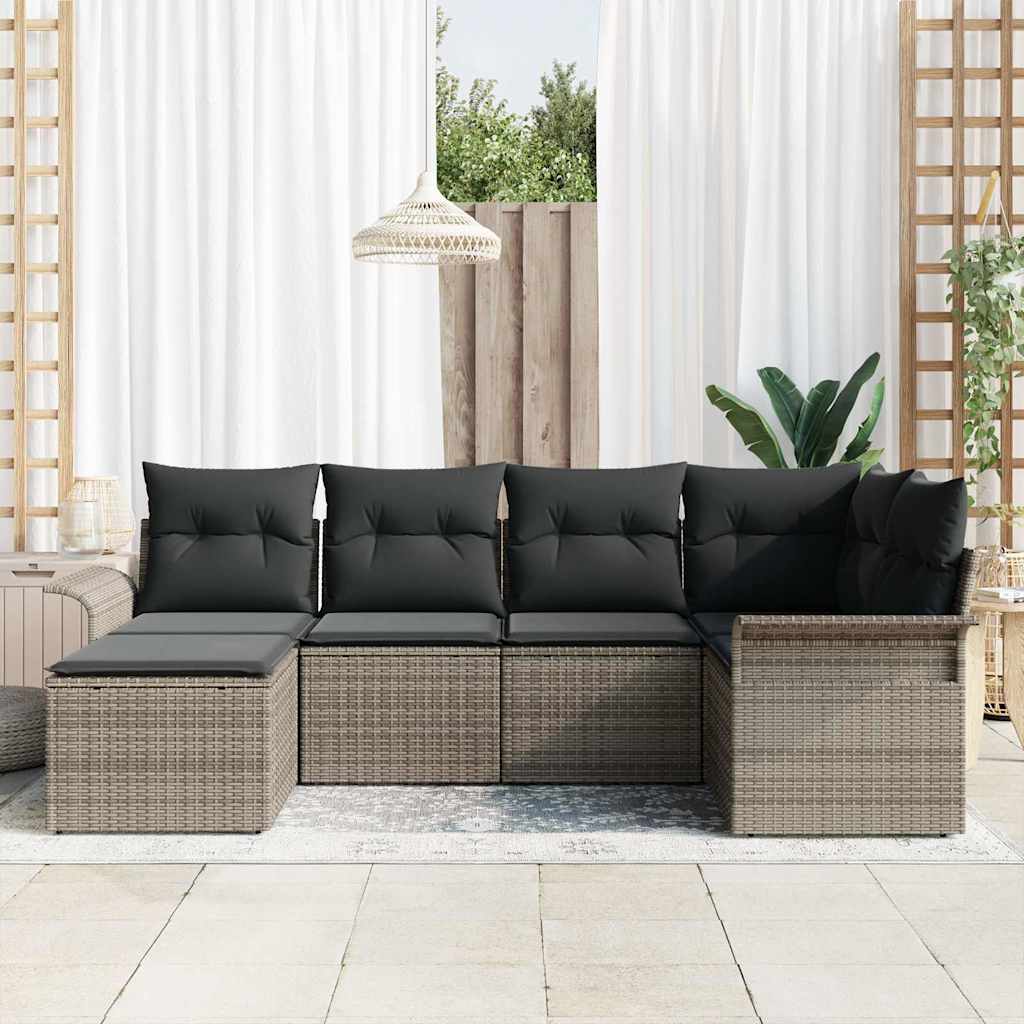 Havesofa Sæt 6 stk. Grå polyrattan