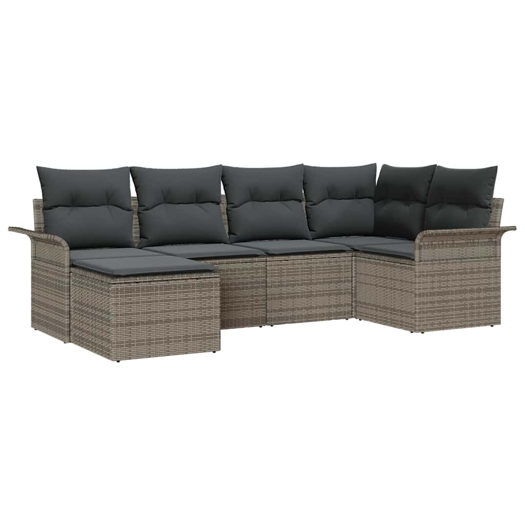 Havesofa Sæt 6 stk. Grå polyrattan