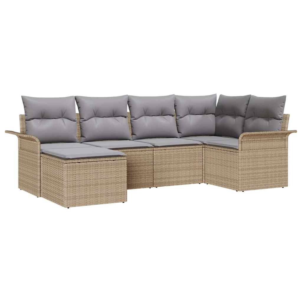 Havesofa Sæt 6 stk. Beige polyrattan
