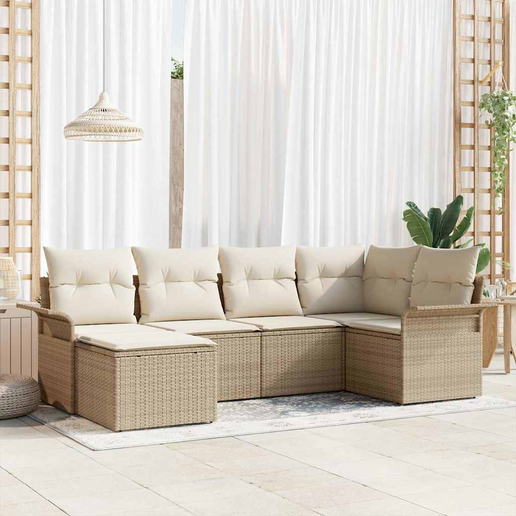 Havesofa Sæt 6 stk. Beige polyrattan