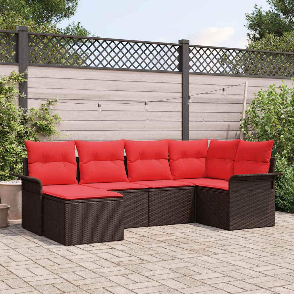 Havesofa Sæt 6 stk. Brun polyrattan
