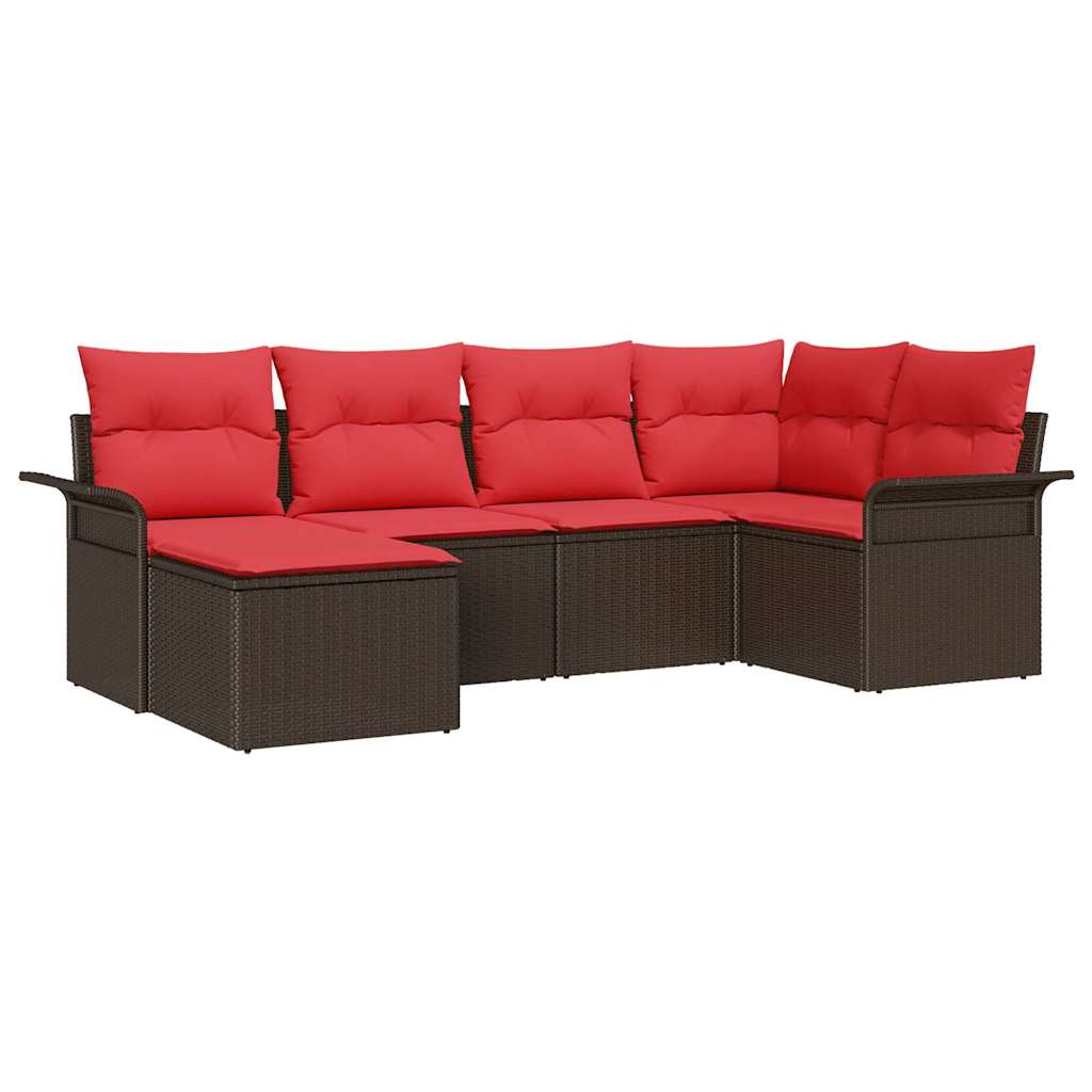 Havesofa Sæt 6 stk. Brun polyrattan